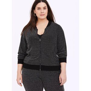 Torrid Knit lurex bomber jacket size 1X Sparkle stretch lightweight zip up